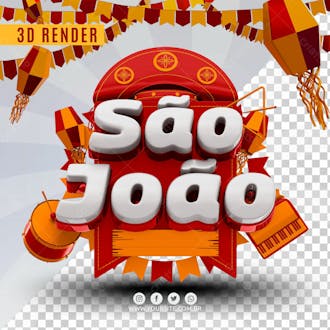 Sao joao vermelho selo 3d para composicao psd