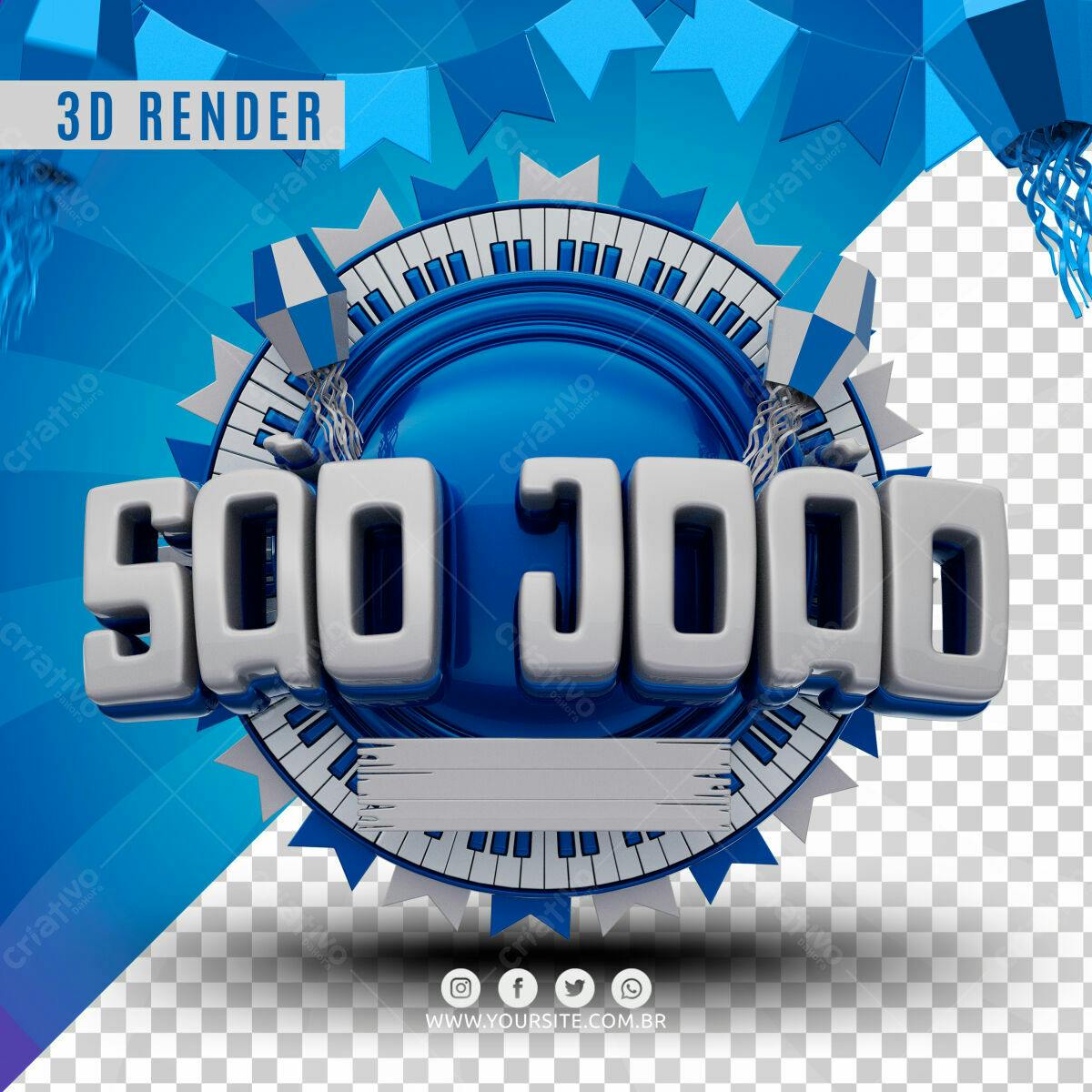 Selo 3D premiação musical azul e prata