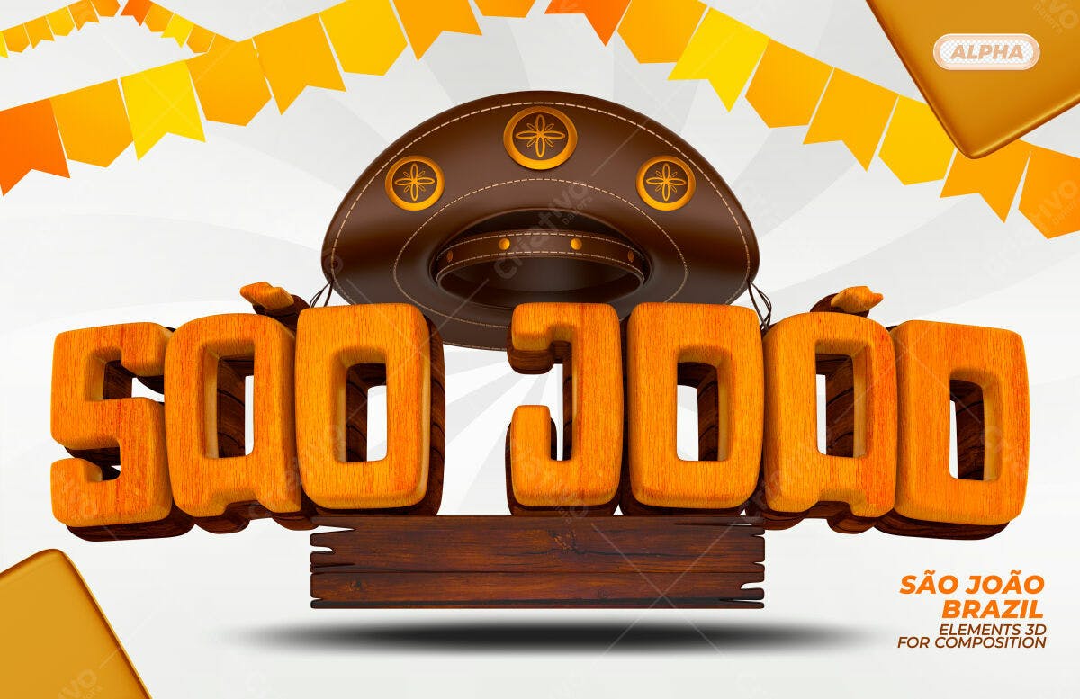 Selo 3D Festa Junina Madeira e Marrom