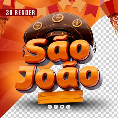 Sao joao selo 3d para composicao psd