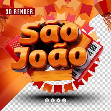 Sao joao selo 3d para composicao psd