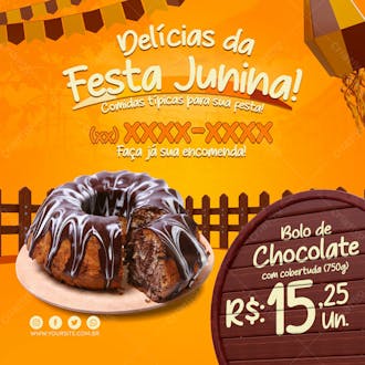 Social media sao joao delicias da festa junina psd editavel