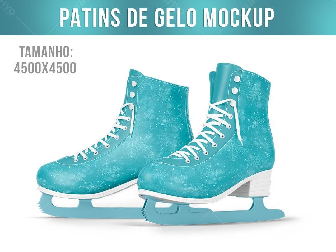 Mockup Patins de Gelo: Design Inverno Azul Claro