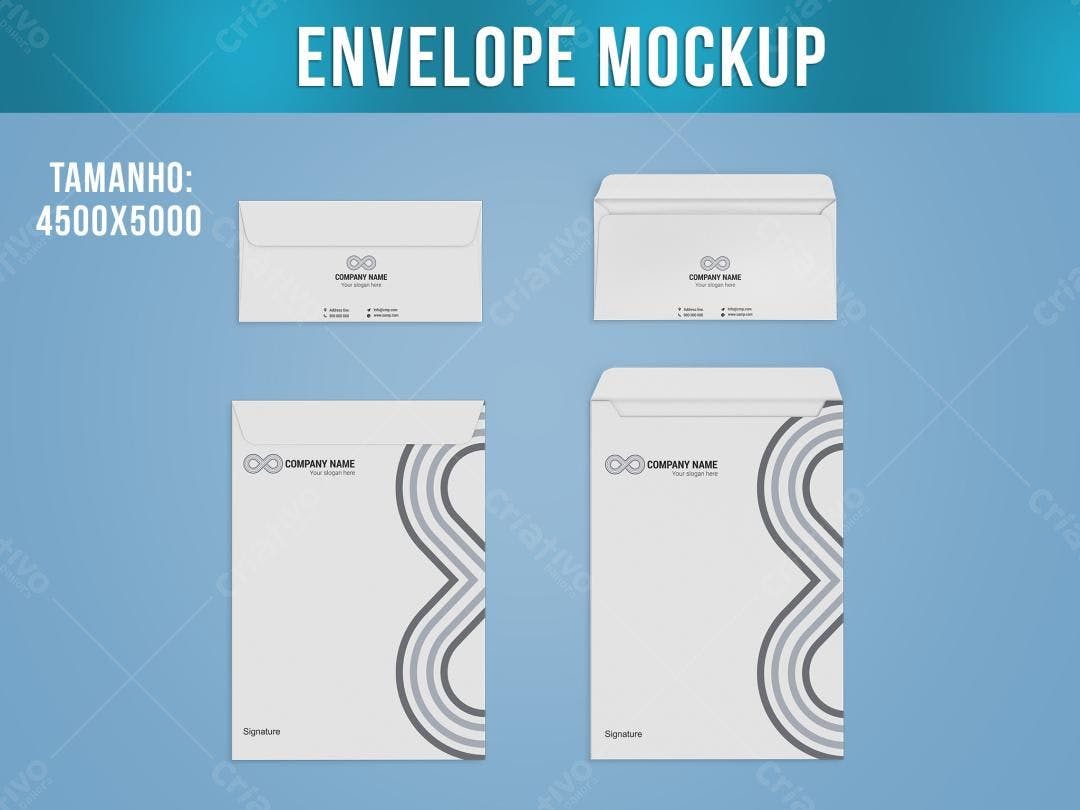 Mockup de Envelope Minimalista em Branco e Cinza