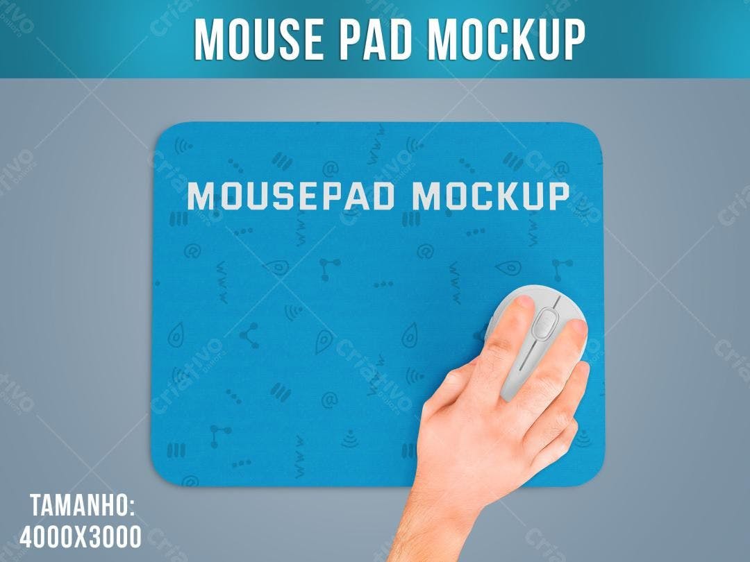Mockup Mousepad Azul com ícones Minimalistas