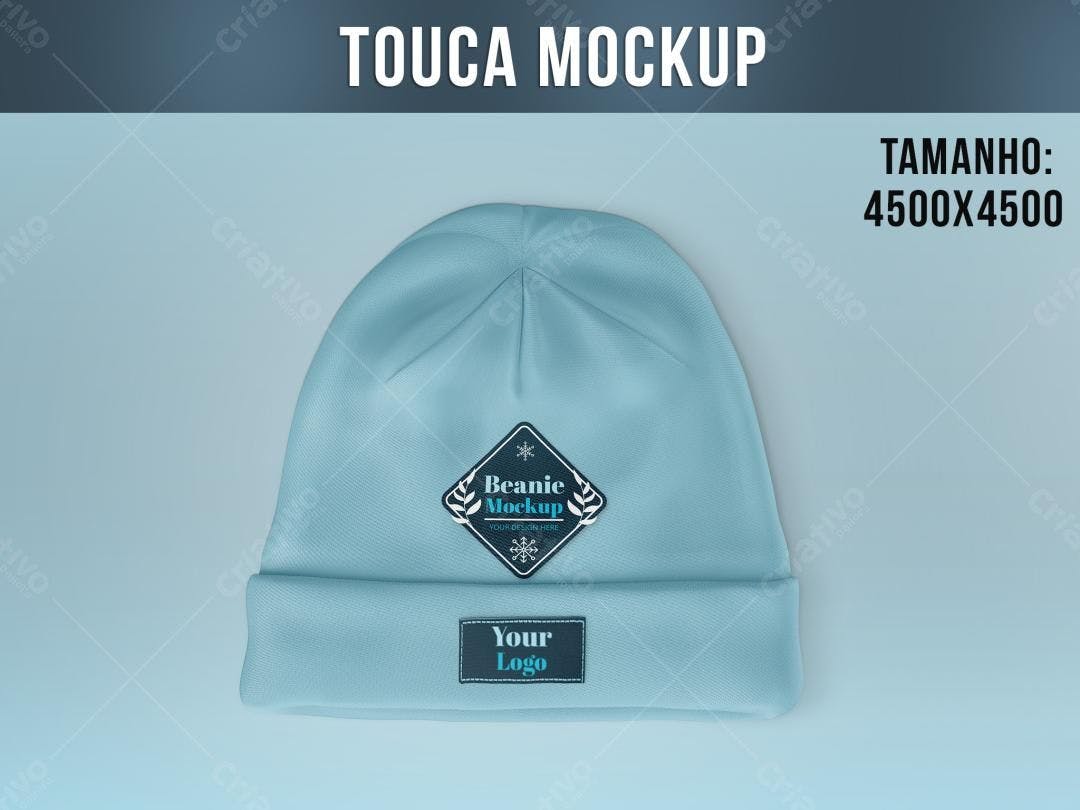 Mockup de Touca Azul Bebê em Cenário Minimalista