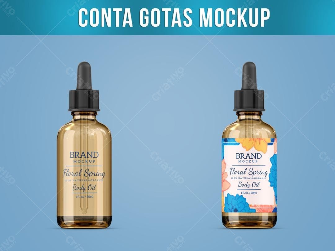 Mockup Realista de Conta-Gotas com Óleo de Corpo