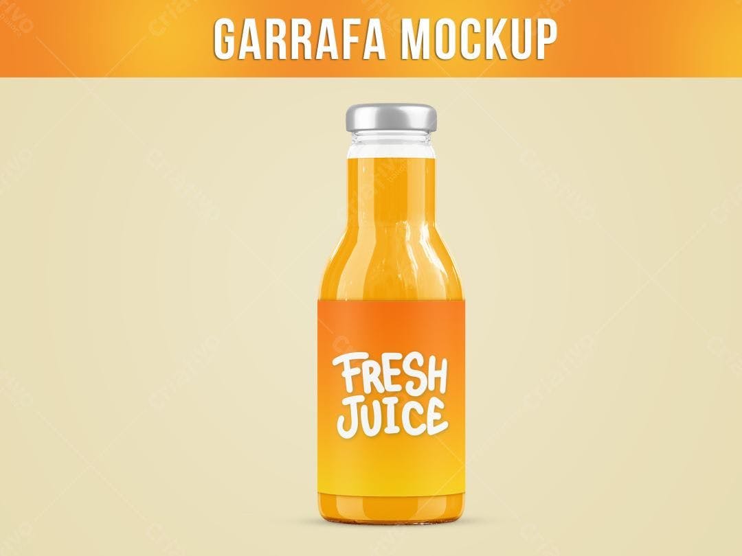 Mockup Garrafa de Suco Realista - Laranja e Amarelo