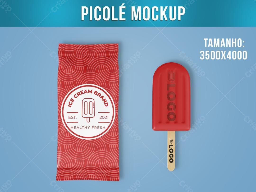 Mockup Realista de Embalagem para Picolé Vermelho