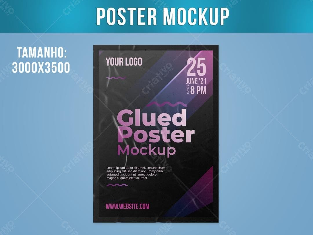 Mockup de Poster com Efeito Colado - Preto e Rosa