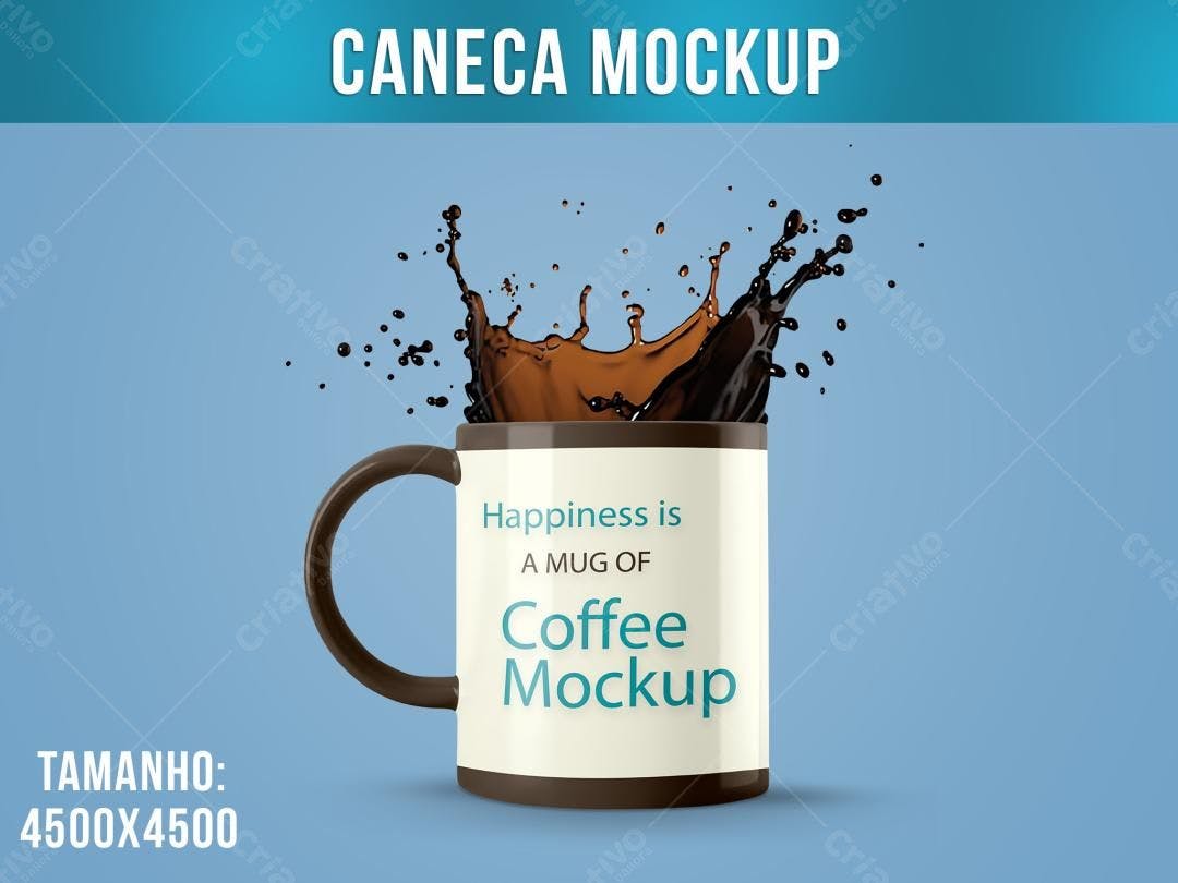 Mockup Caneca Café Realista com Splash