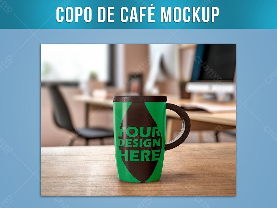 Mockup Caneca Café: Verde e Marrom, Estilo Moderno
