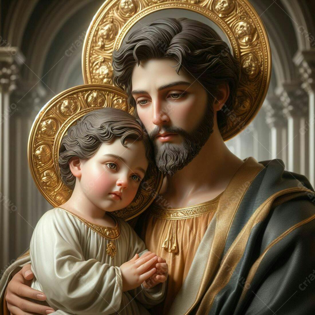 São José com o Menino Jesus escultura