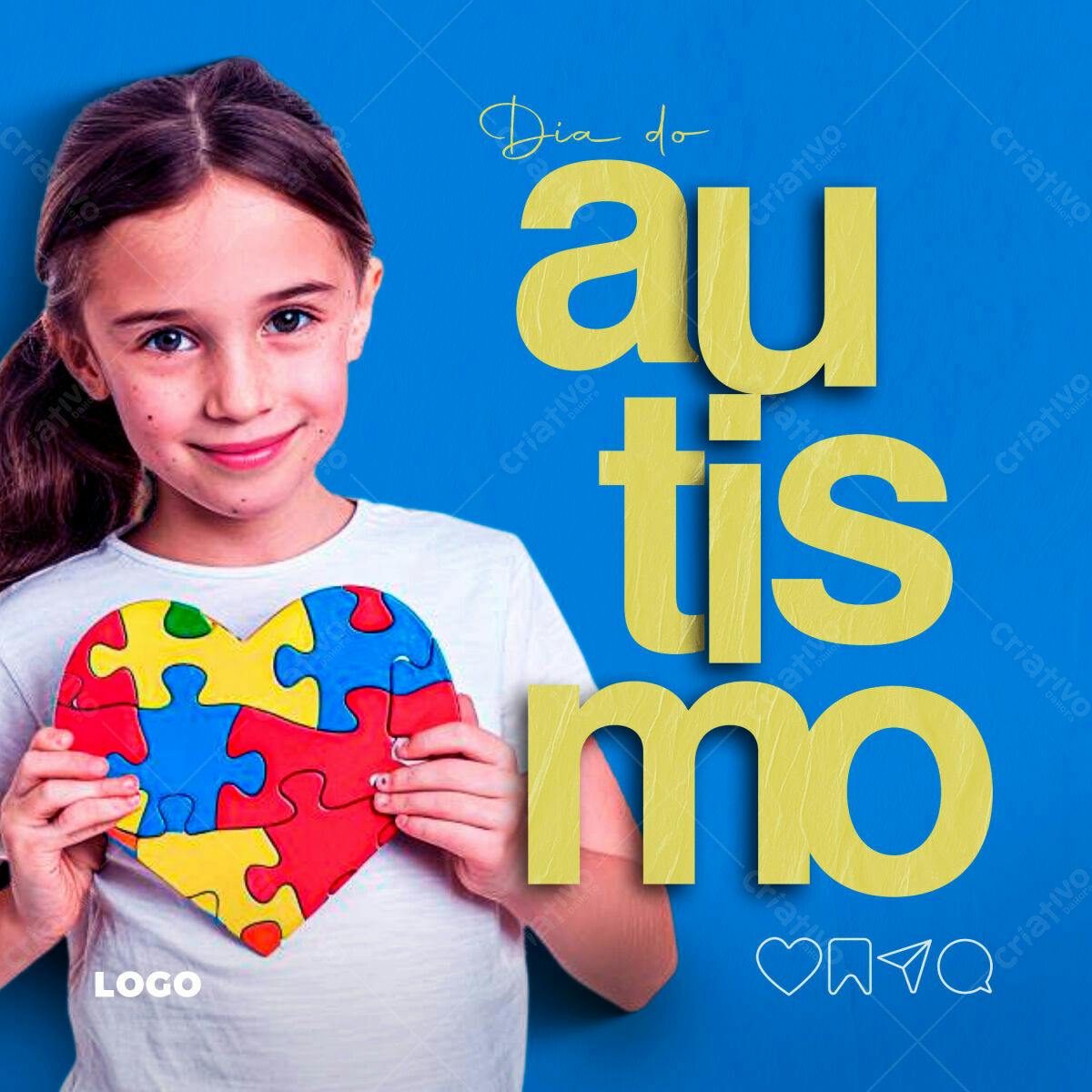 Post para o Dia do Autismo PSD Editável