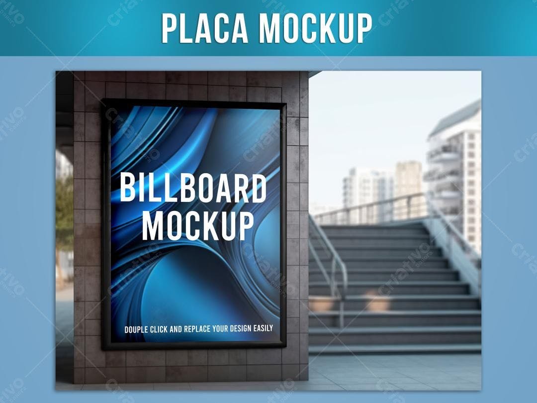 Mockup de Placa Publicitária em Ambiente Urbano