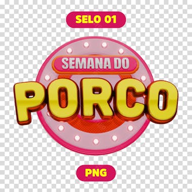 Selo 3d semana do porco