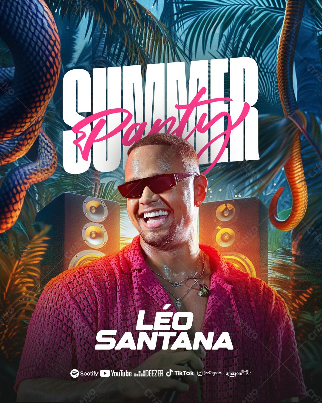 Flyer Festa de Verão com Léo Santana PSD Editável