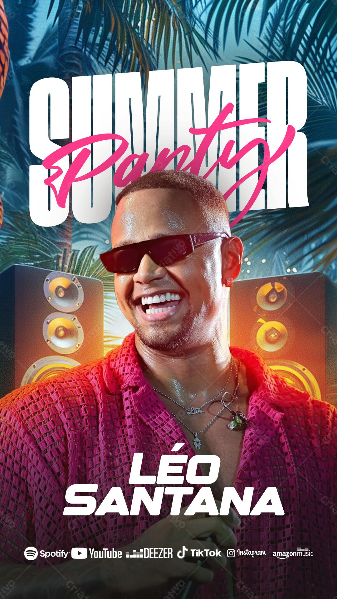 Flyer Festa de Verão com Léo Santana PSD Editável