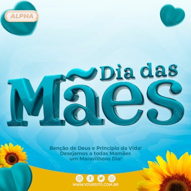 Social media dia das maes azul social media psd editavel