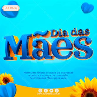 Social media dia das maes azul social media psd editavel