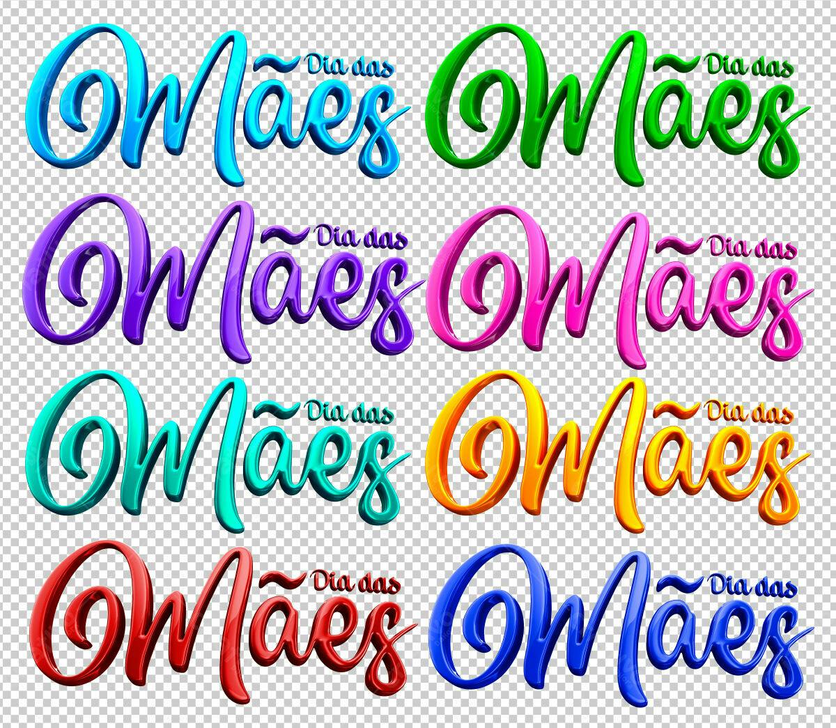 Selo 3D Dia das Mães colorido brilhante
