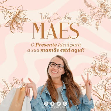 Social media o presente ideal para a sua mamae esta aqui lojas dia das maes psd editavel