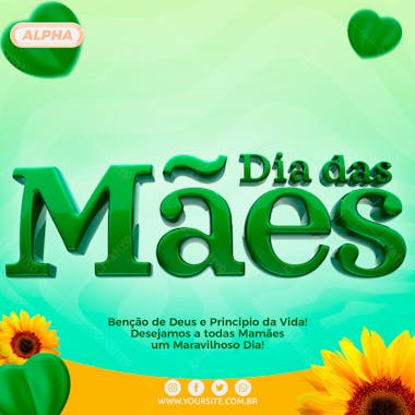 Social media dia das maes verde social media psd editavel