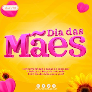 Social media dia das maes rosa social media psd editavel