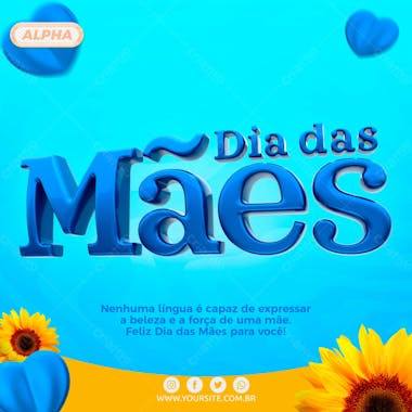 Social media dia das maes azul social media psd editavel