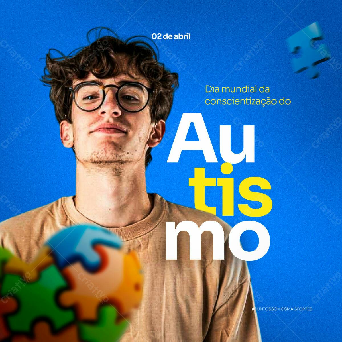 Post para Dia Mundial do Autismo PSD Editável