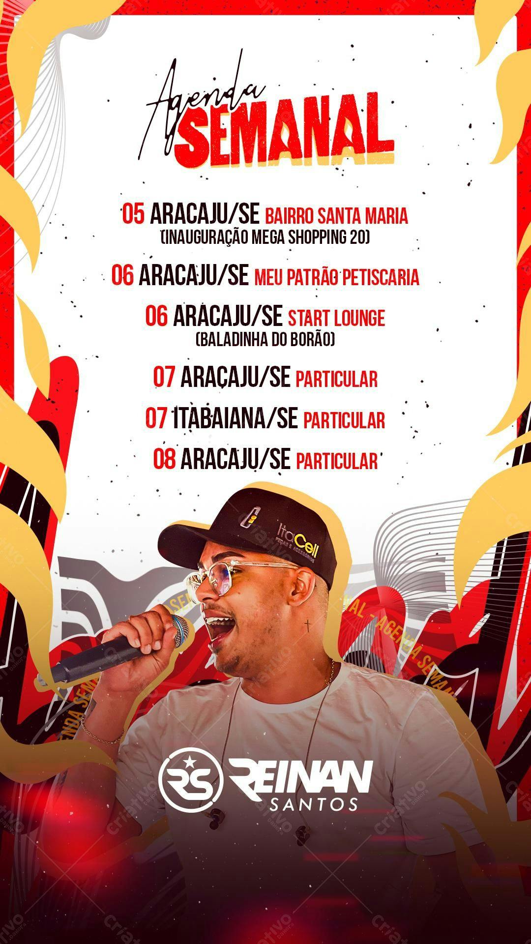 Flyer Agenda Semanal Reinan Santos PSD Editável
