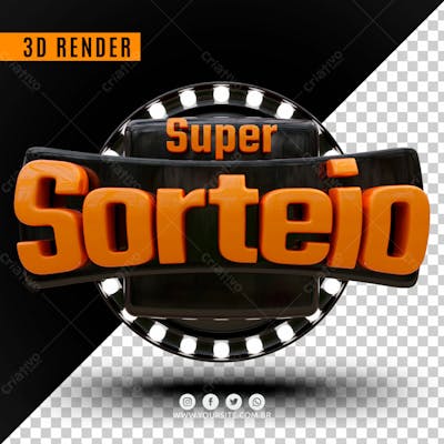 Selo 3D Para Composicao Super Sorteio Psd Editavel