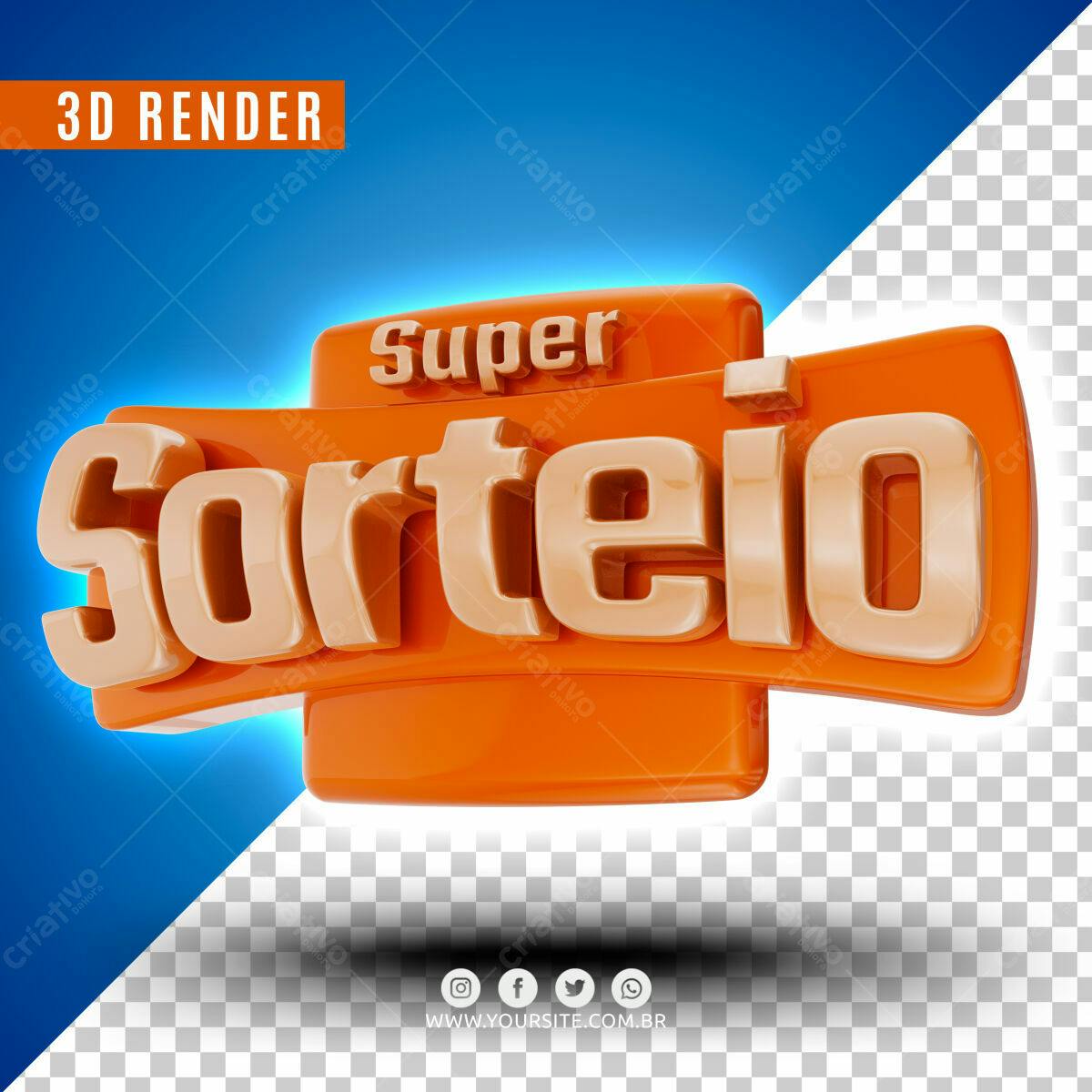 Selo 3D promocional laranja e dourado