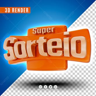 Super sorteio selo 3d para composicao psd premium