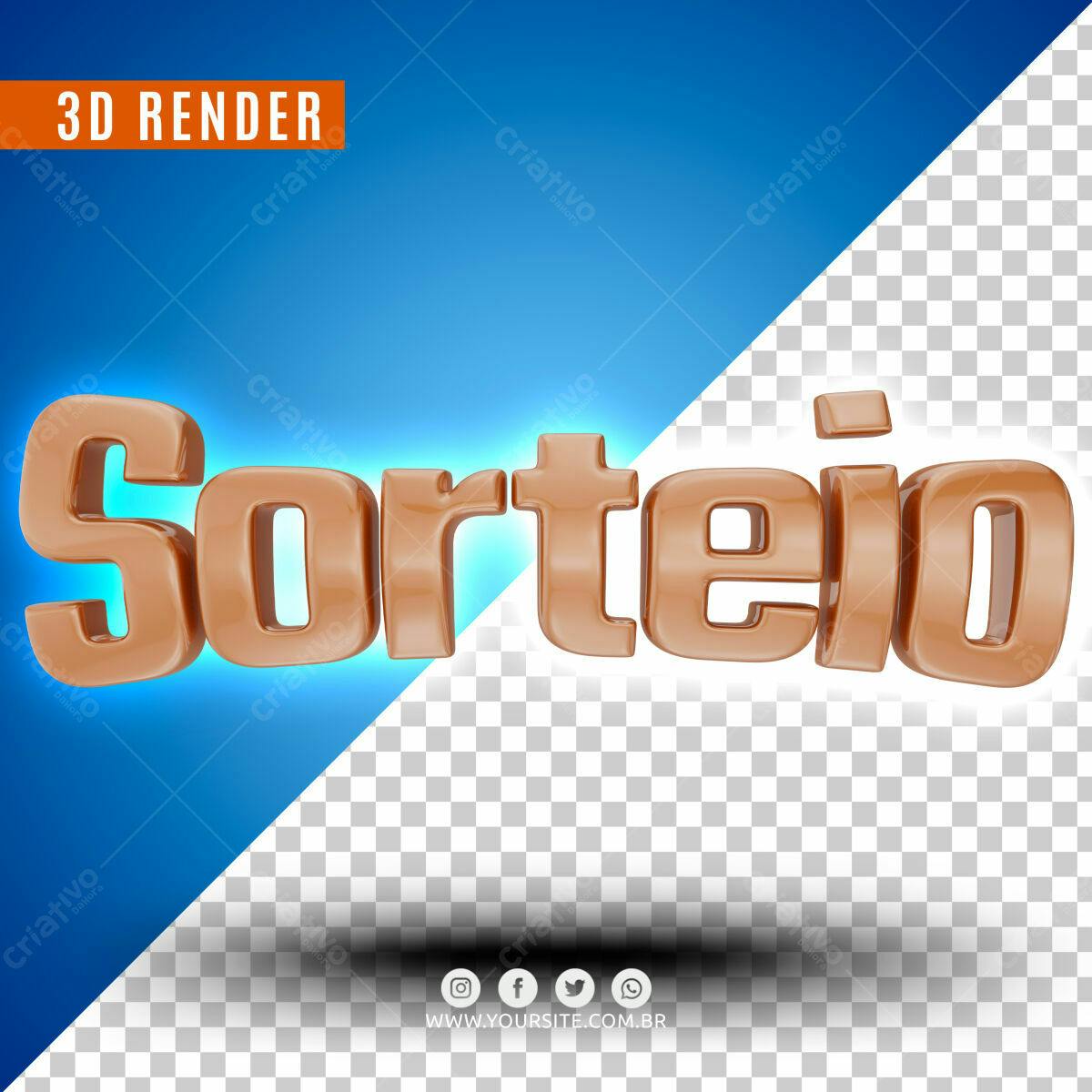 Selo 3D de Sorteio Marrom Metalizado