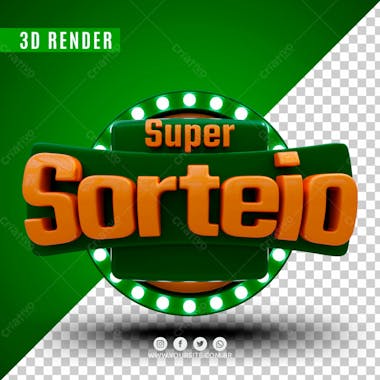 Selo 3d para composicao super sorteio psd editavel