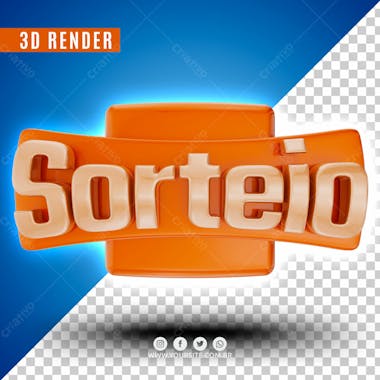 Selo 3d sorteio laranjado para composicao psd premium