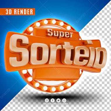 Super sorteio selo 3d para composicao psd premium