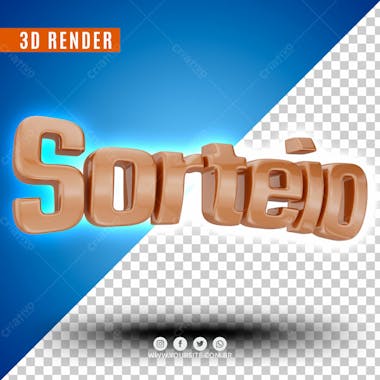 Texto 3d sorteio para composicao psd premium