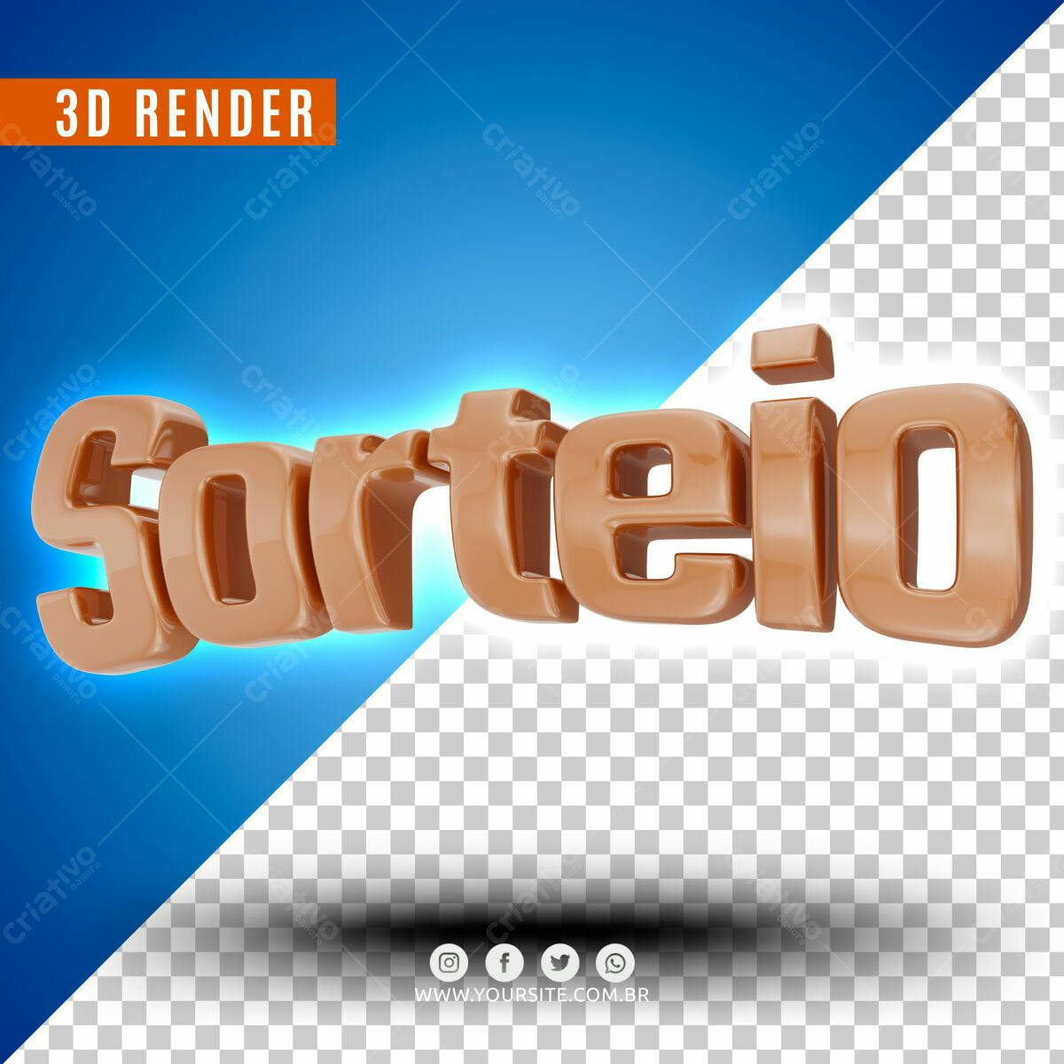 Selo 3D de Sorteio Marrom Brilhante
