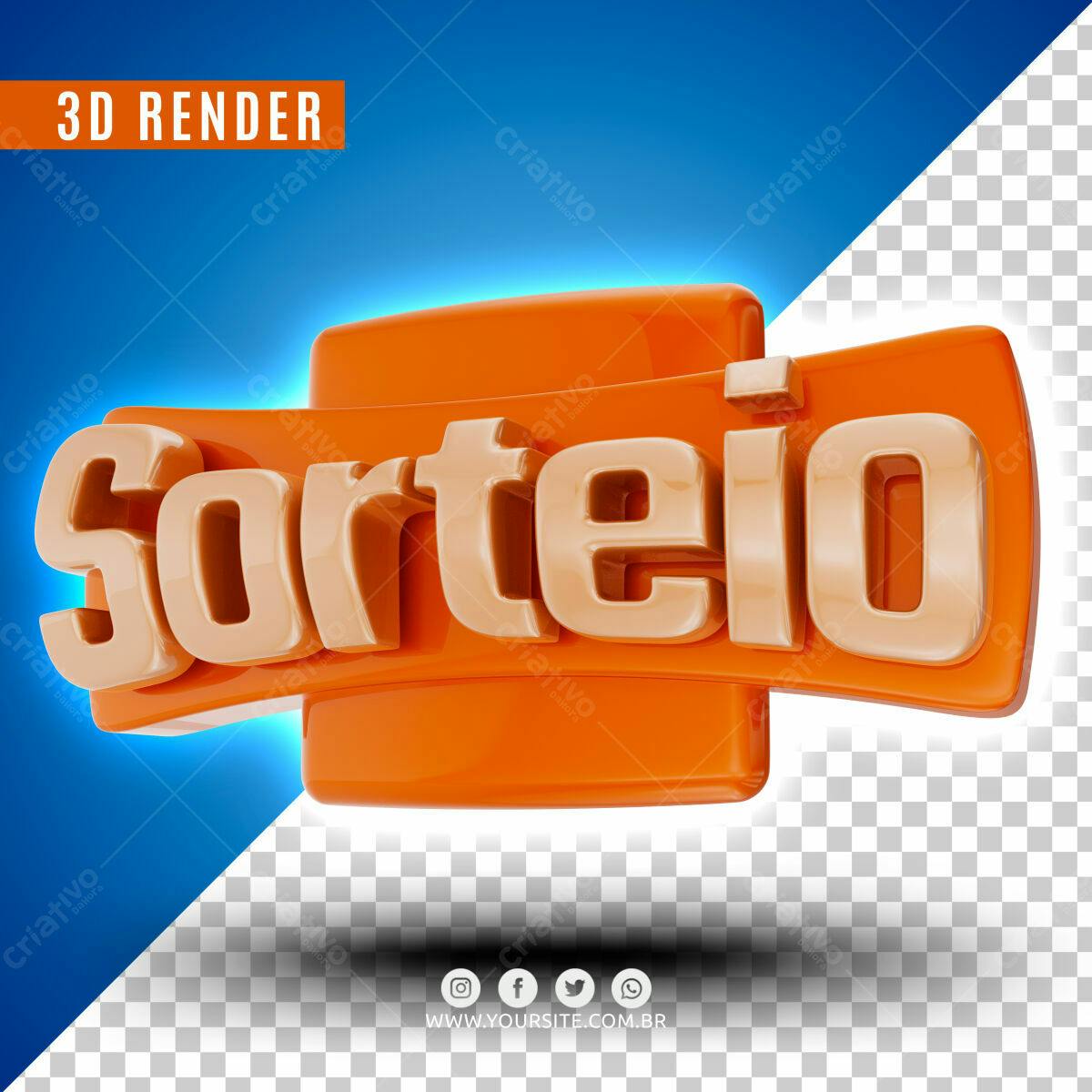 Selo 3D promocional laranja e dourado