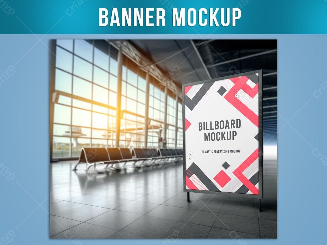 Mockup Realista de Banner em Aeroporto