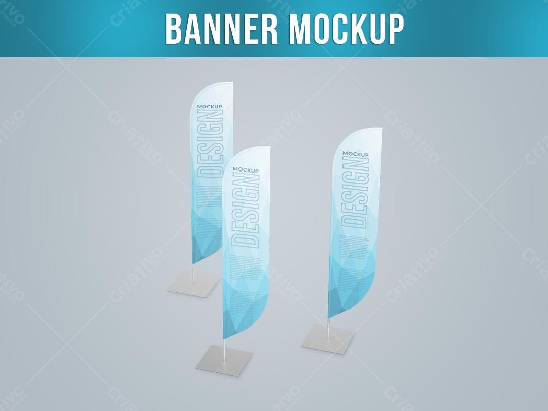 Mockup de Banner Retrátil com Design Moderno em Azul