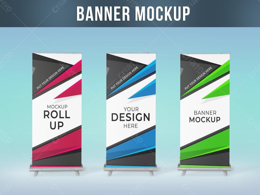 Mockup de Banner Retrátil Moderno: Design Geométrico