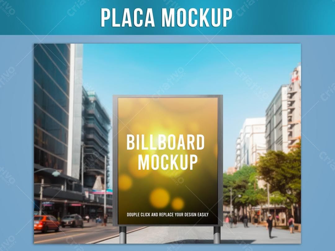 Mockup Realista de Placa de Publicidade em Ambiente Urbano