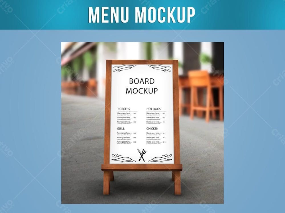 Placa de restaurante Menu Mockup 