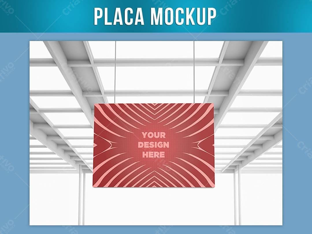 Mockup Placa Suspensa: Design Moderno Vermelho
