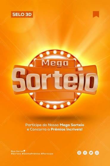 Selo 3d - mega sorteio - [download] 47357 | Criativo Dahora