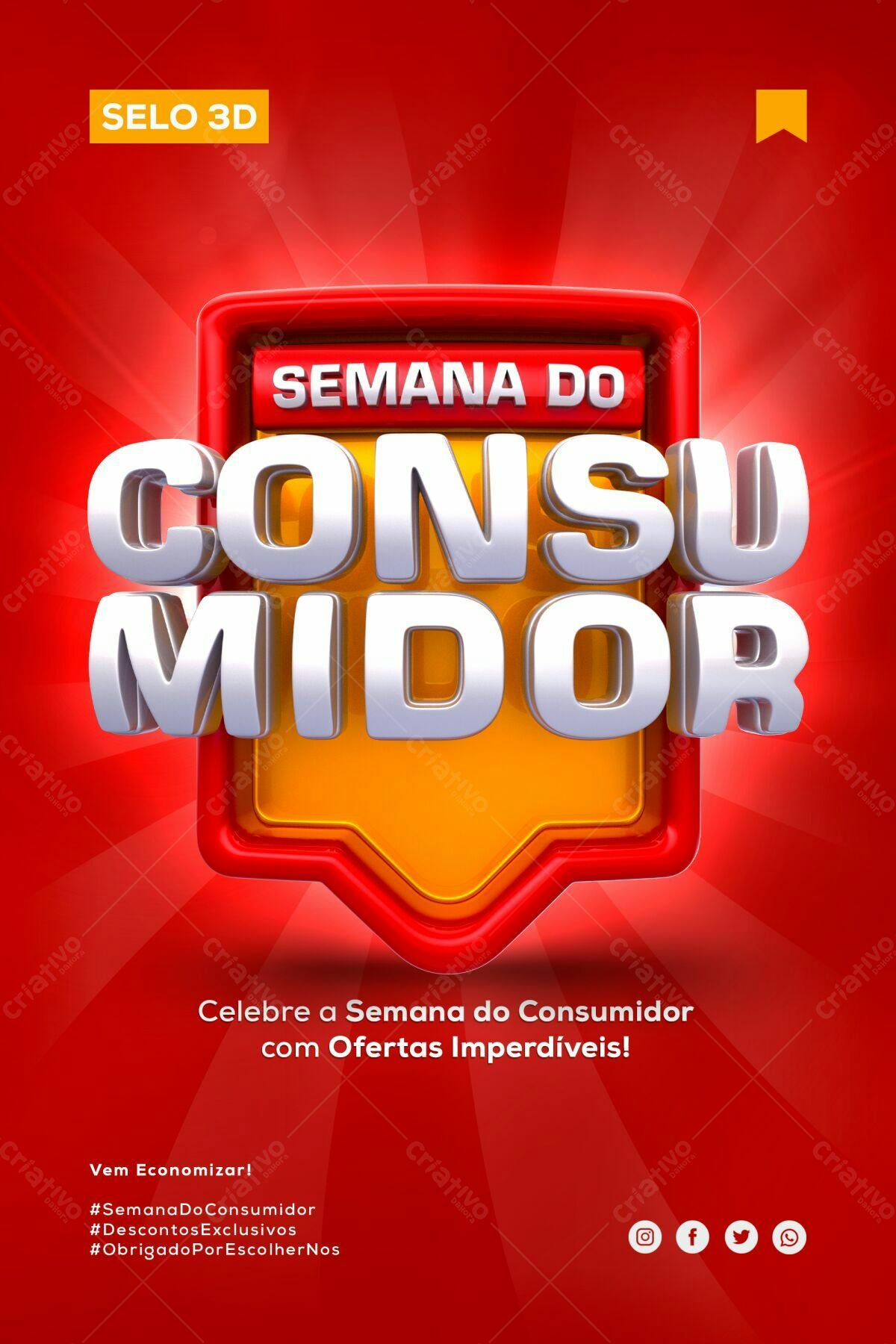 Selo 3D promocional vermelho e dourado 3D
