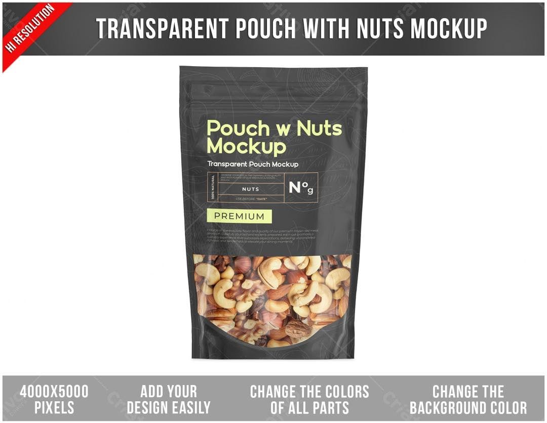 Mockup de Embalagem para Nuts: Design Moderno e Realista